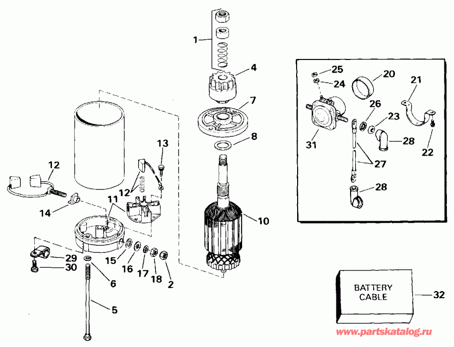 Evinrude VE30EENR 1992  - ectric ������� & Solenoid / ectric Starter & Solenoid