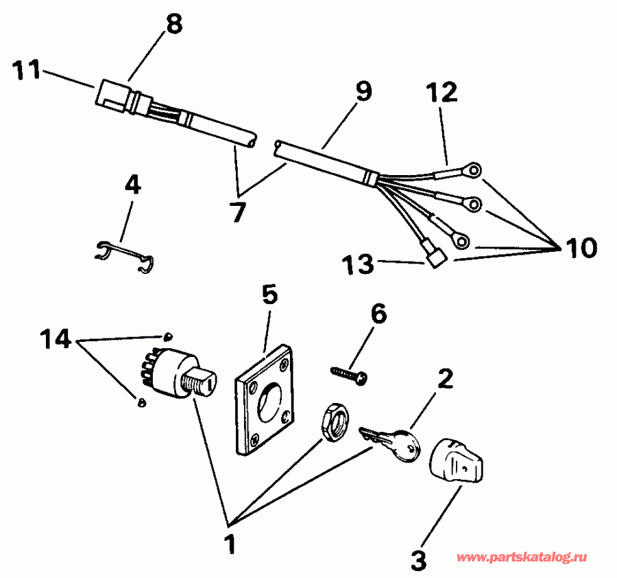 ��������� ����� Evinrude VE40ELENJ 1992  - nition Switch & Cable 
