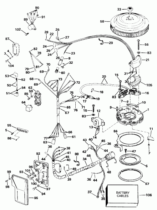 ��������� �������� ����� EVINRUDE VE40TELENM 1992  - Electric Start & Tl Models (