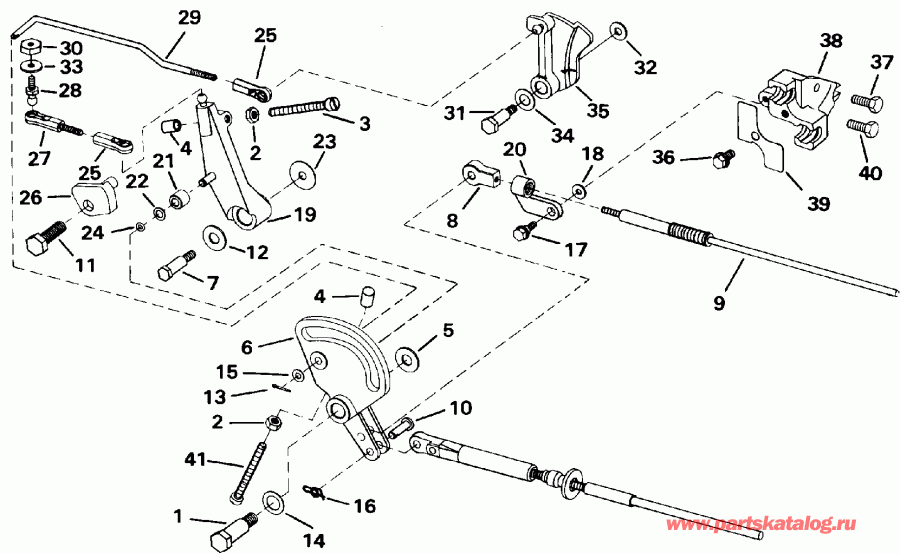 �������� ��������� ����� Evinrude VE40TELENM 1992  - ift & Throttle Linkage