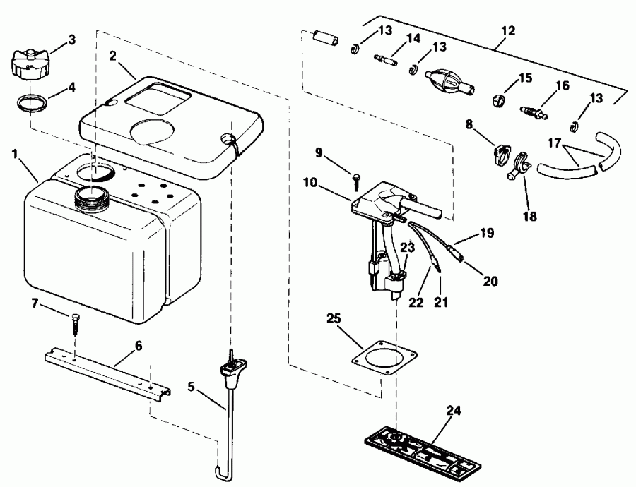 ��������� �������� ����� EVINRUDE VE50TLENM 1992  - 8 ������ - .8 Gallon