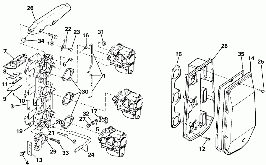 ��������� ����� Evinrude VE60ELENE 1992  - take Manifold / take ���������