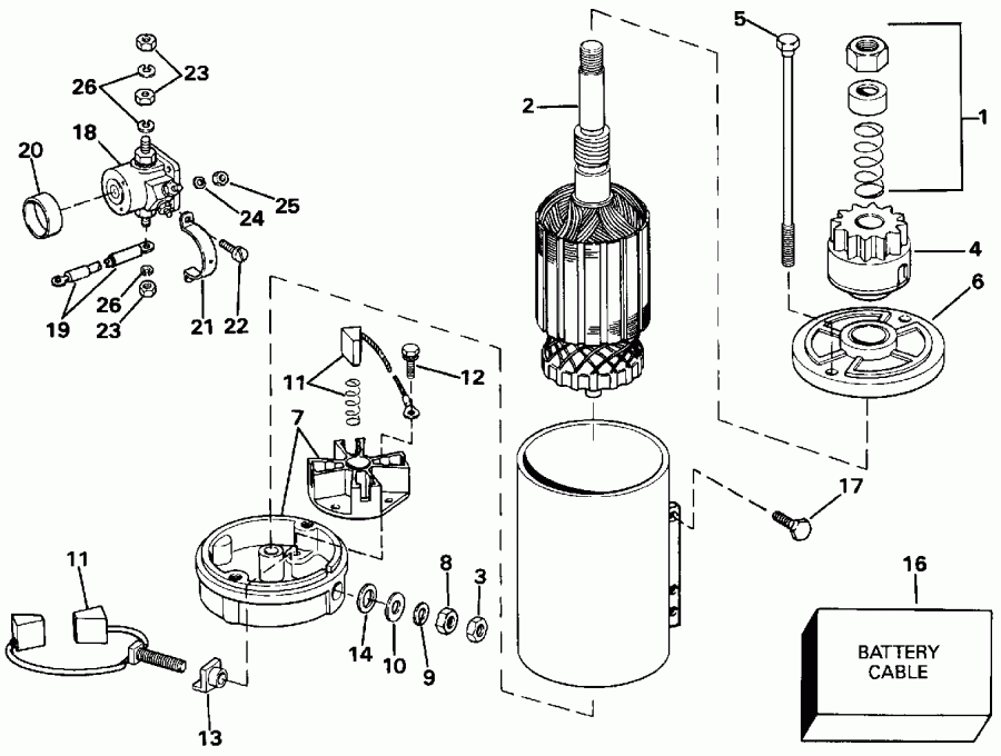 �������� ����� Evinrude VE90TLEND 1992  - ectric ������� & Solenoid / ectric Starter & Solenoid