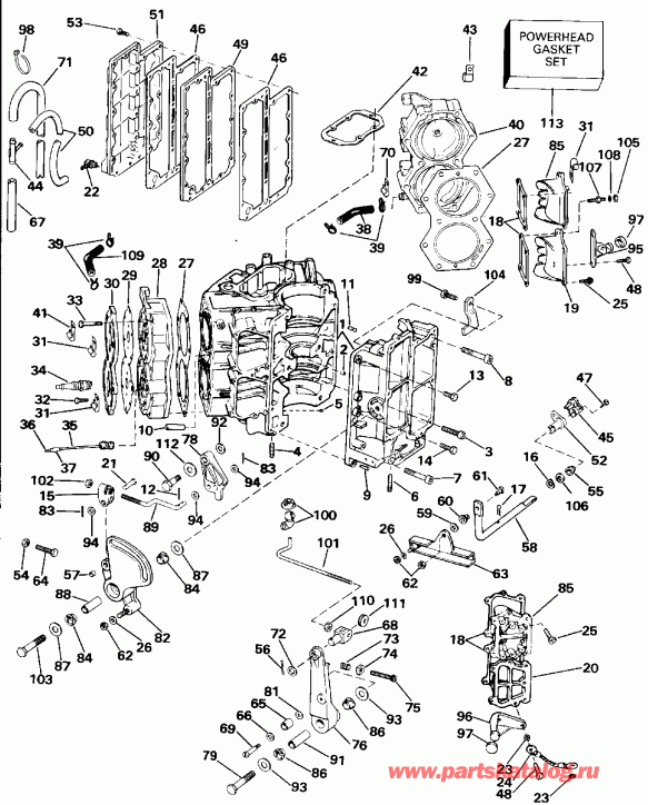 ����� ������� E100WTLETD 1993  - linder & Crankcase / linder & ������ ���������