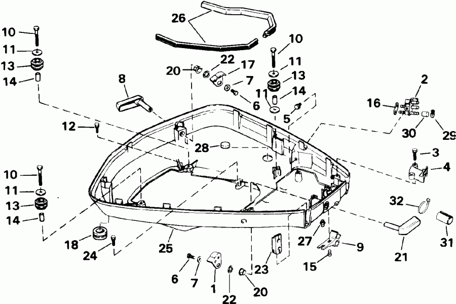 �������� ����� Evinrude E100WTLETD 1993  - wer Engine Cover - wer ������ ��������� (�����)