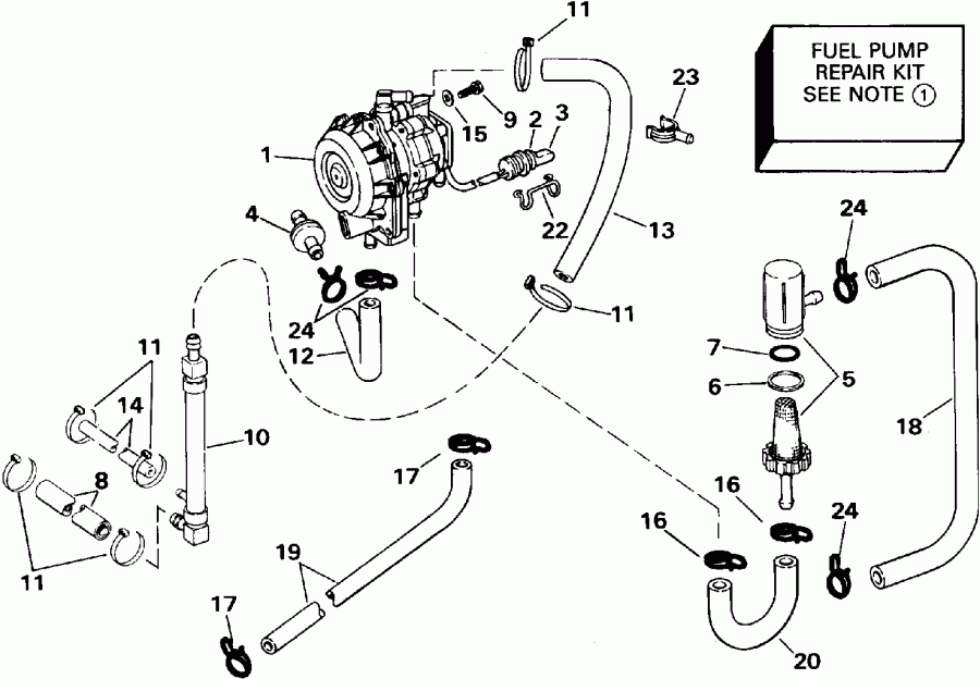 ����� EVINRUDE E100WTXETD 1993  - el ����� / el Pump