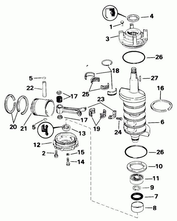�������� ����� EVINRUDE E115TLETS 1993  - ankshaft & Piston