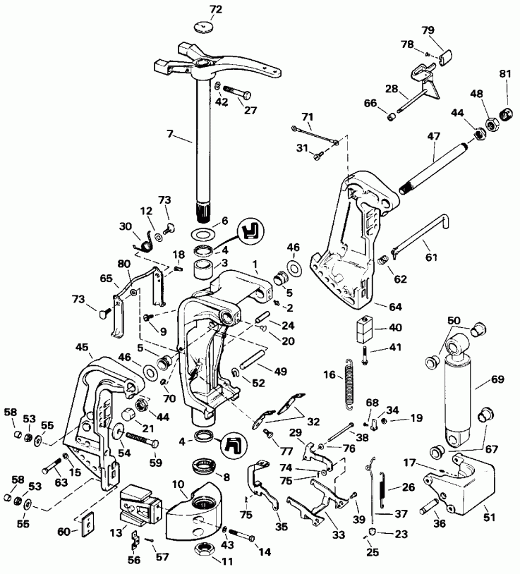 ��������� �������� ����� Evinrude E115TLETS 1993  - Manual Tilt Models - ������ Tilt Models