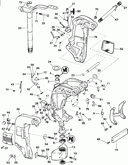 �������� ��������� ����� Evinrude E115TLETS 1993  - ���������������� ��������� ������� / Power Trim/tilt