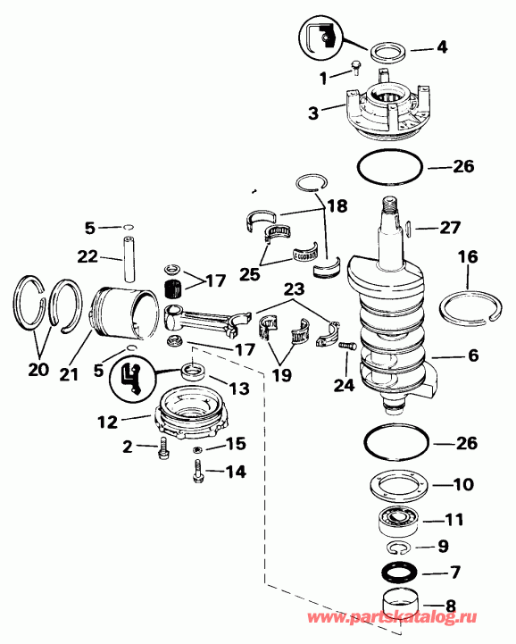 ��������� Evinrude E115TXATS 1993  - ank��� & ������� - ankshaft & Piston