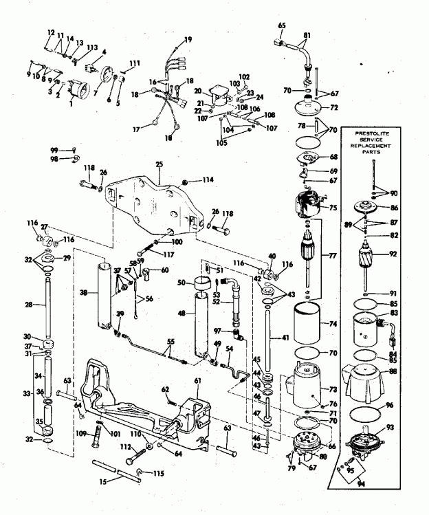  EVINRUDE E115TXATS 1993  - wer Trim / tilt Hydraulic Assembly