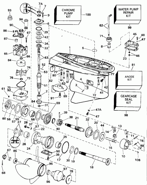 ����� Evinrude E120TXATS 1993  - 140cx �������� �������� / 140cx Counter Rotation