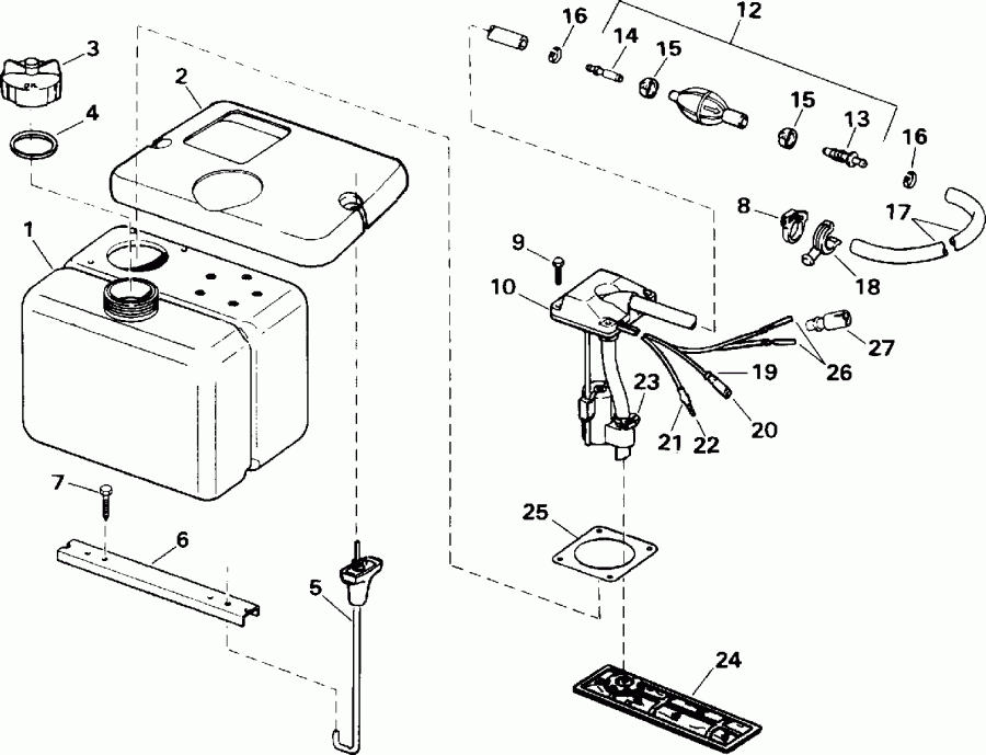 �������� ��������� ����� EVINRUDE E120TXETF 1993  - 1.8 ������ - 1.8 Gallon