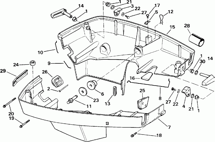 EVINRUDE E140CXATF 1993  - wer Engine Cover - wer ������ ��������� (�����)