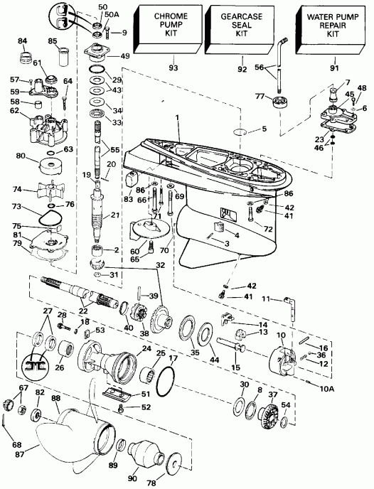 �������� ��������� ����� EVINRUDE E140TLATC 1993  - 140tx Std Rotation 120tx & 125esx 