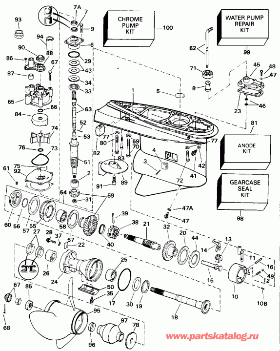 ����� EVINRUDE E140TXATF 1993  - 140cx �������� �������� / 140cx Counter Rotation