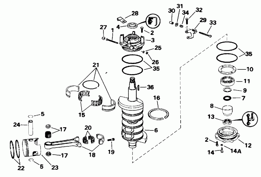  EVINRUDE E140TXETF 1993  - ankshaft & Piston - ank��� & �������