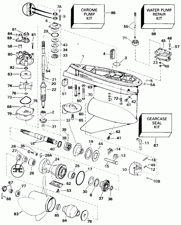 �������� ��������� ����� EVINRUDE E150ELETR 1993  - Standard Rotation - 20 In. Models