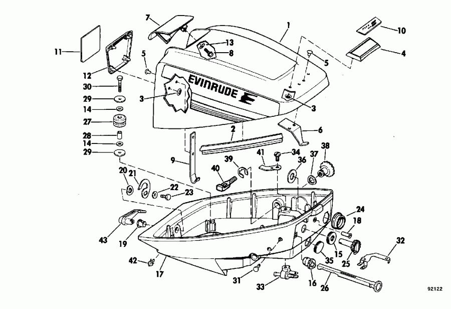 �������� ����� EVINRUDE E150GLETR 1993  - wer ������ ��������� (�����) - wer Engine Cover