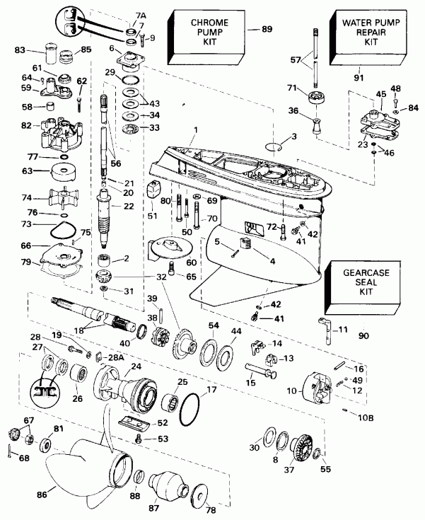 �������� ��������� ����� Evinrude E150NXATS 1993  - Standard Rotation - 25