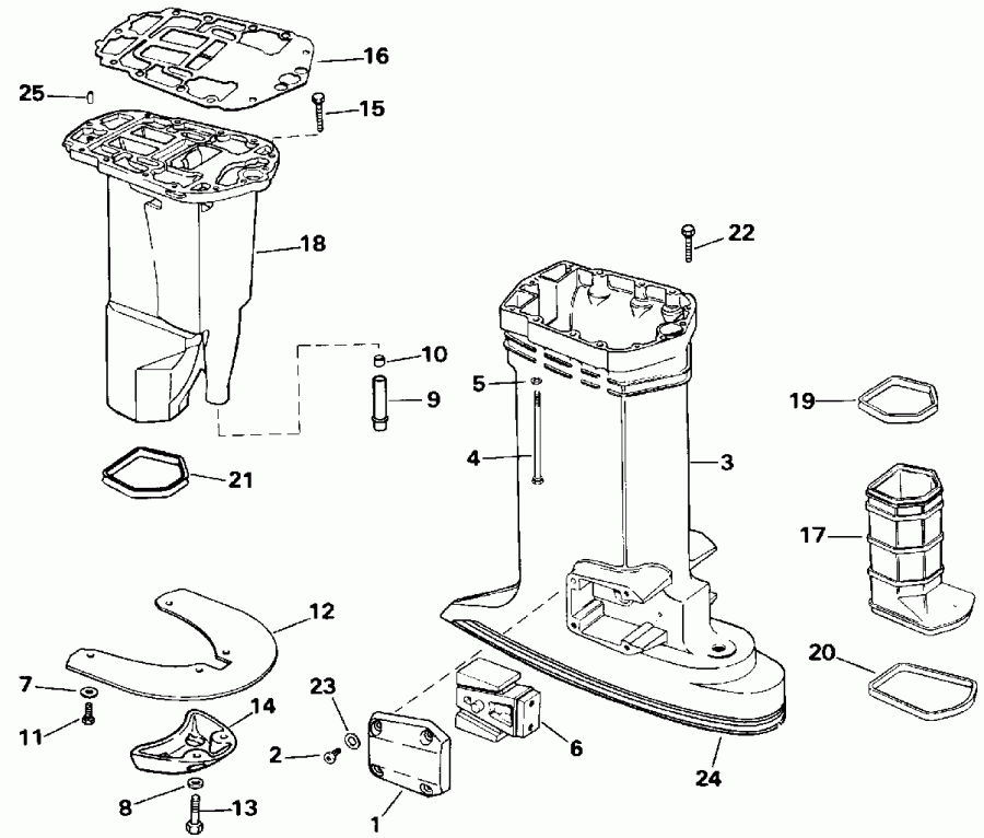 ��������� ��������� EVINRUDE E150WTXETG 1993  - haust Housing - haust ������