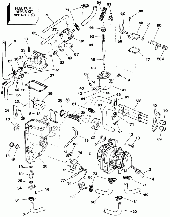 ��������� ��������� EVINRUDE E150WTXETS 1993  - el Bracket & Components