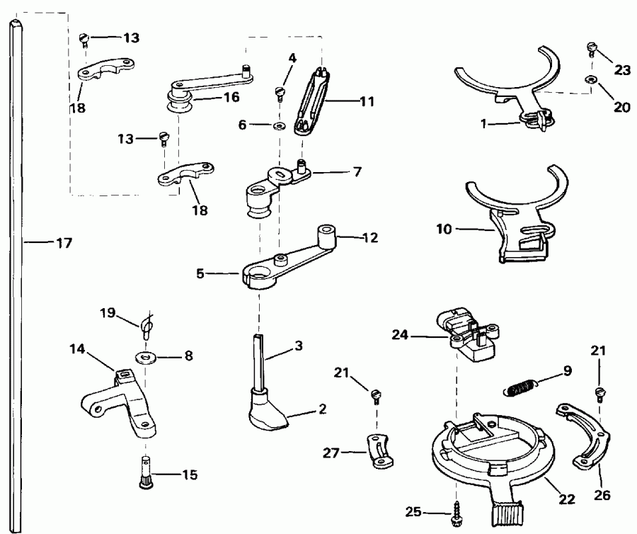 ����� EVINRUDE E150WTXETS 1993  - rottle Linkage