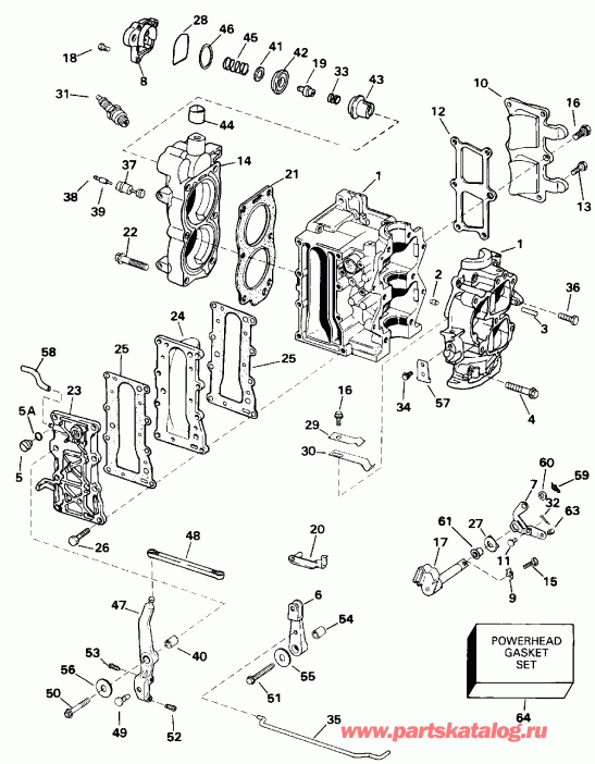 ����� EVINRUDE E15ELETB 1993  - linder & ������ ��������� / linder & Crankcase
