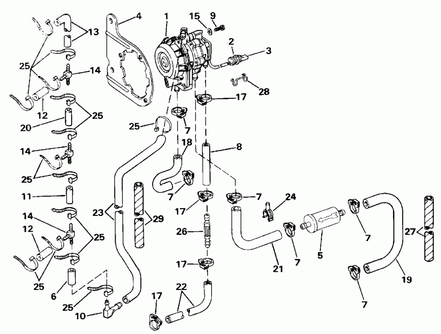 ��������� �������� ����� ������� E175EXATS 1993  - rburetor And Intake Manifold