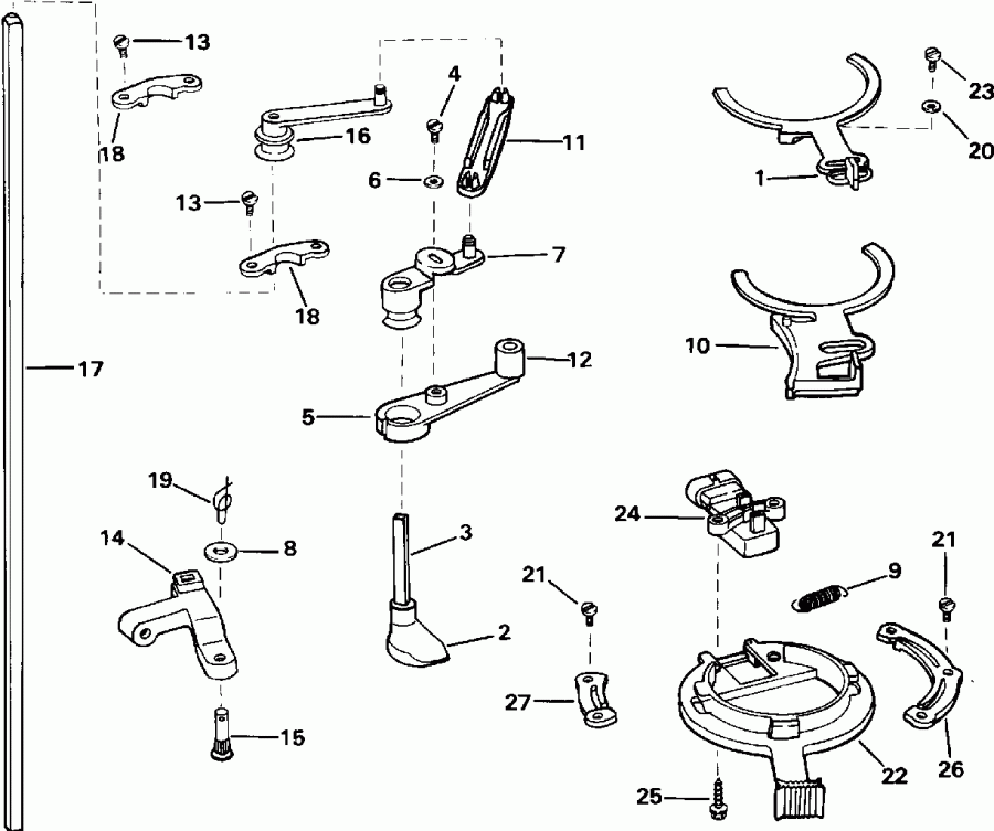 �������� ����� Evinrude E175GLETG 1993  - rottle ��������� �������� / rottle Linkage