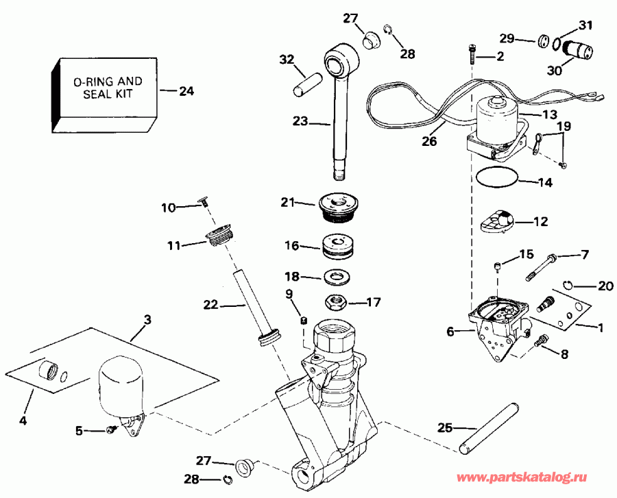 ��������� ����� EVINRUDE E185ESXETA 1993  - wer Trim/tilt Hydraulic Assembly