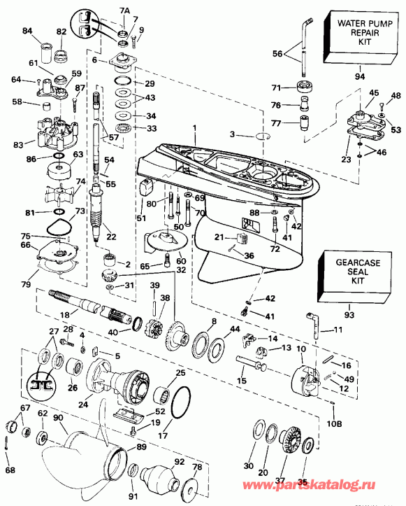 �������� ����� EVINRUDE E200CXATF 1993  - �������� Rotation - 25 ���� & 30 ���� Models - Standard Rotation - 25 In. & 30 In. Models