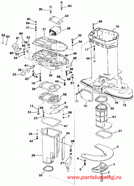 ��������� �������� ����� EVINRUDE E200CXETF 1993  - haust Housing - haust ������