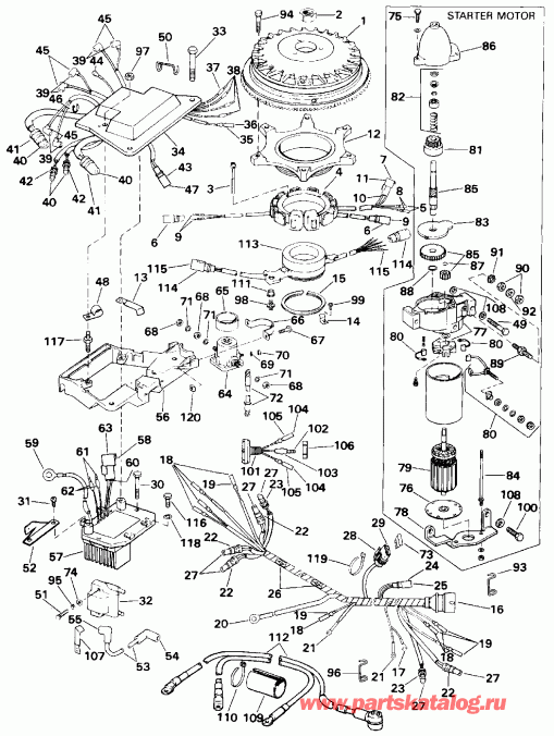  EVINRUDE E200CXETF 1993  - nition System & Starter Motor / nition System & ��������� ��������