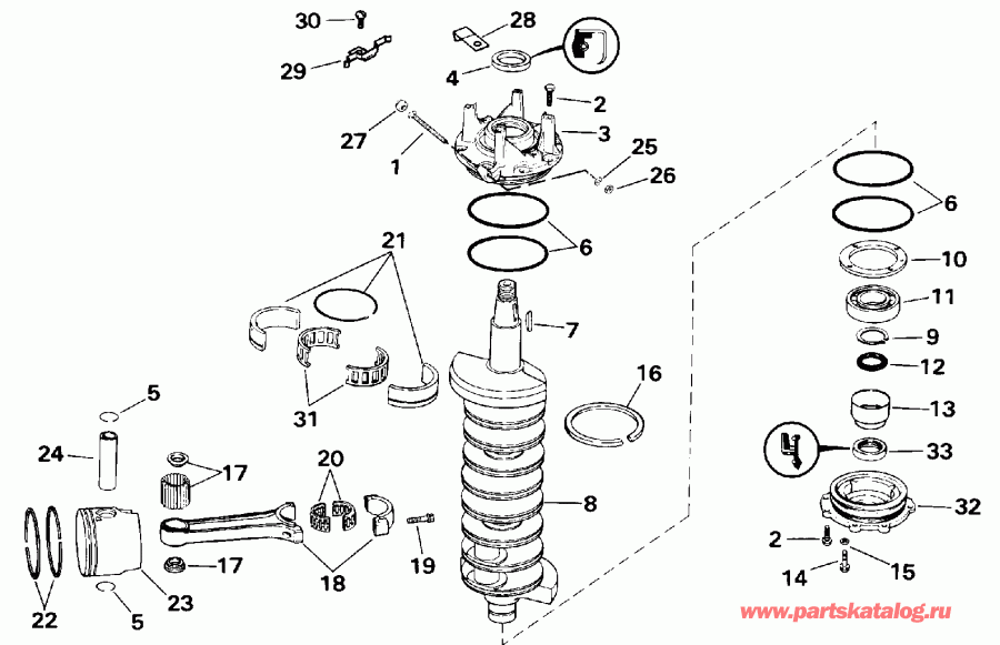  Evinrude E200TXATS 1993  - ank��� & ������� / ankshaft & Piston