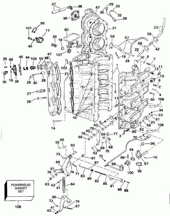 ��������� EVINRUDE E200TZATF 1993  - linder & ������ ��������� - linder & Crankcase