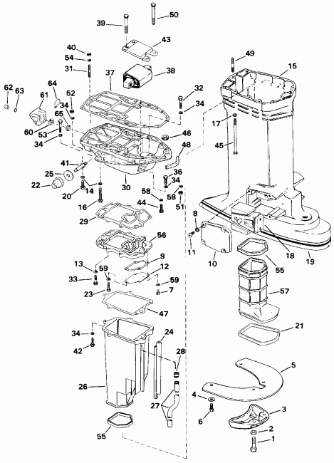 �������� ��������� ����� Evinrude E200TZETF 1993  - haust Housing