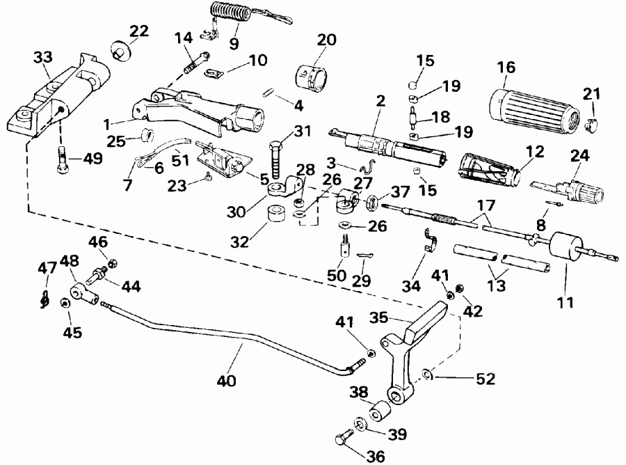��������� ����� EVINRUDE E20CRETS 1993  - ee������ � ������������� Handle - eering And Shift Handle