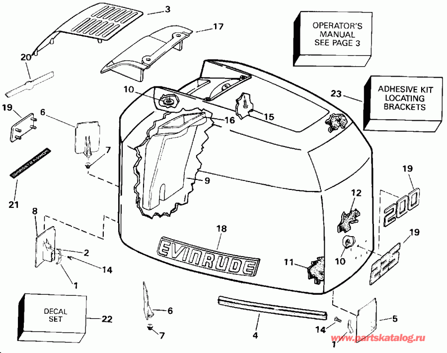 ��������� �������� ����� Evinrude E225CXATS 1993  - Evinrude - 200tx, 200cx, 225