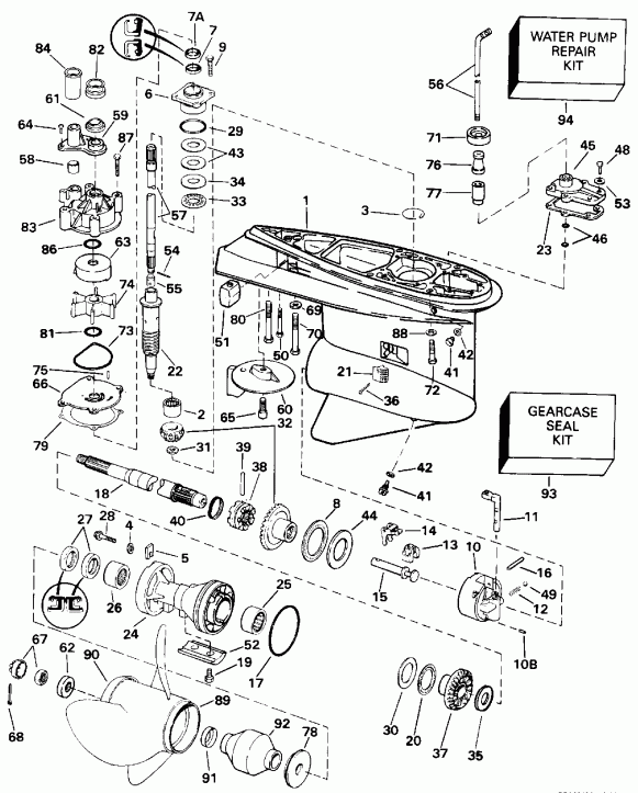 ��������� ����� Evinrude E225CXETF 1993  - Standard Rotation - 25 In. & 30 In. Models / �������� Rotation - 25 ���� & 30 ���� Models