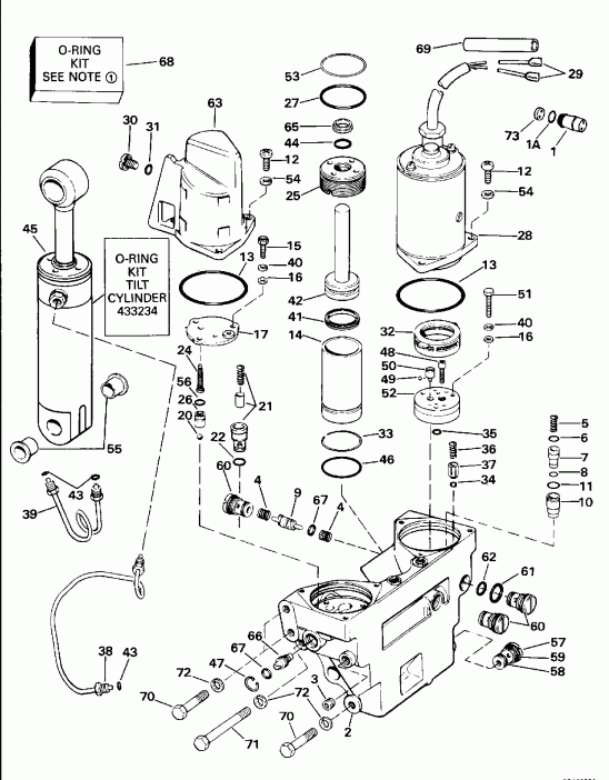    Evinrude E250CZERC 1994  - wer Trim/tilt Hydraulic Assembly / wer Trim / tilt Hydraulic Assembly