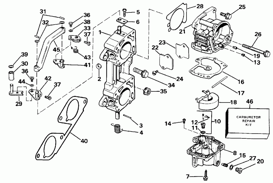   EVINRUDE E120TXCDC 1986  - rburetor    / rburetor And Linkage