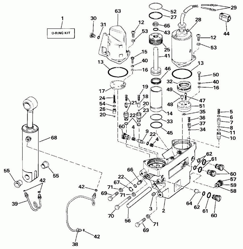    EVINRUDE E225CLCUB 1987  - wer Trim / tilt Hydraulic Assembly / wer Trim/tilt Hydraulic Assembly