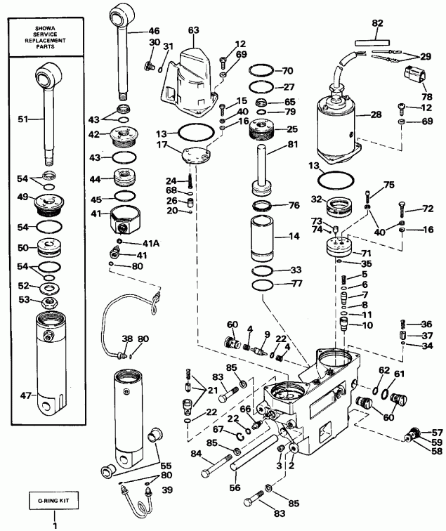  Evinrude E150TXCCA 1988  - wer Trim/tilt Hydraulic Assembly / wer Trim / tilt Hydraulic Assembly