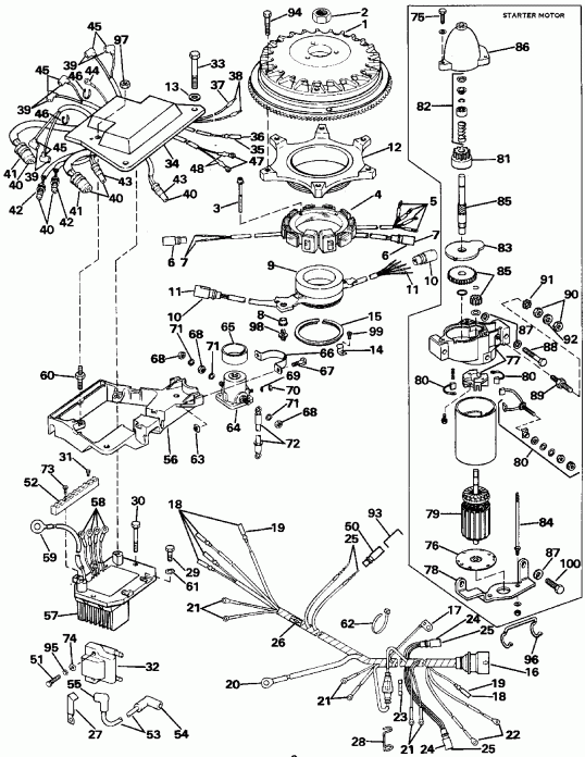   Evinrude E200TXCCR 1988  - nition System & Starter Motor