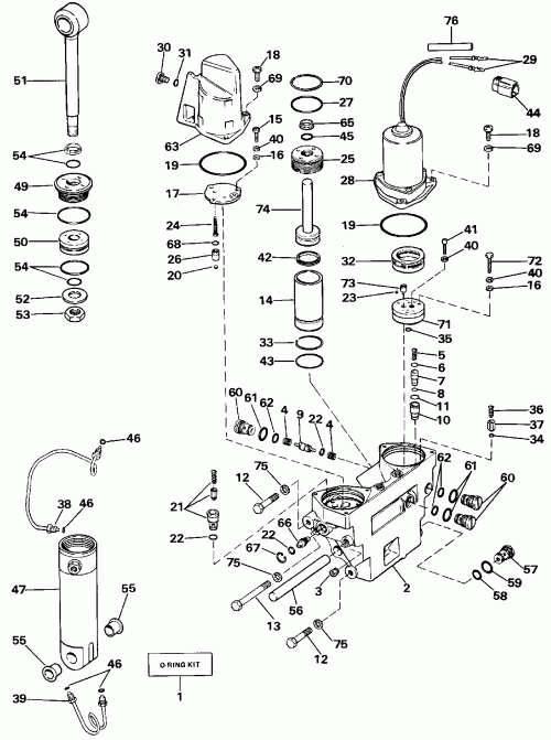     E70TLCCA 1988  - wer Trim / tilt Hydraulic Assembly - wer Trim/tilt Hydraulic Assembly