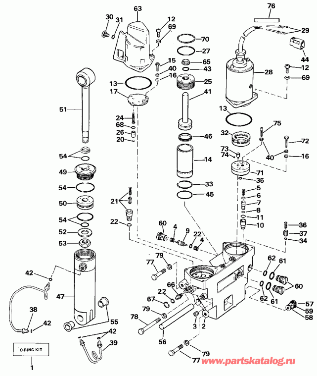   Evinrude E120TLCEM 1989  - wer Trim/tilt Hydraulic Assembly - wer Trim / tilt Hydraulic Assembly