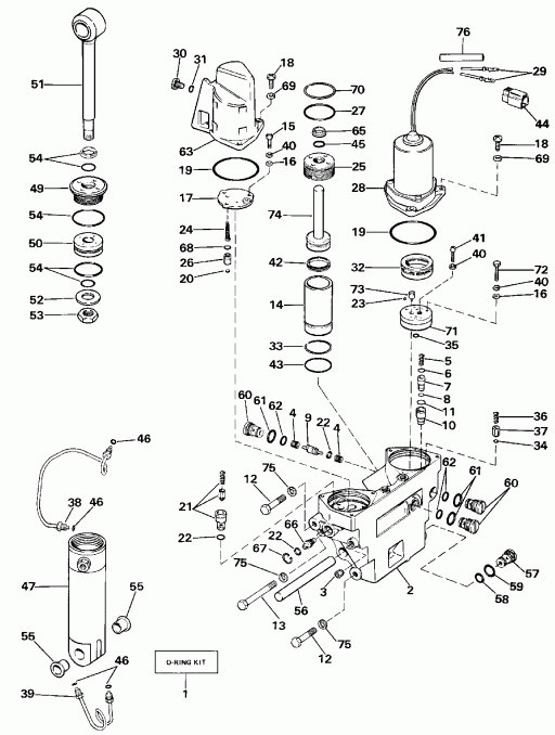   VE88MSLCER 1989  - wer Trim/tilt Hydraulic Assembly - wer Trim / tilt Hydraulic Assembly