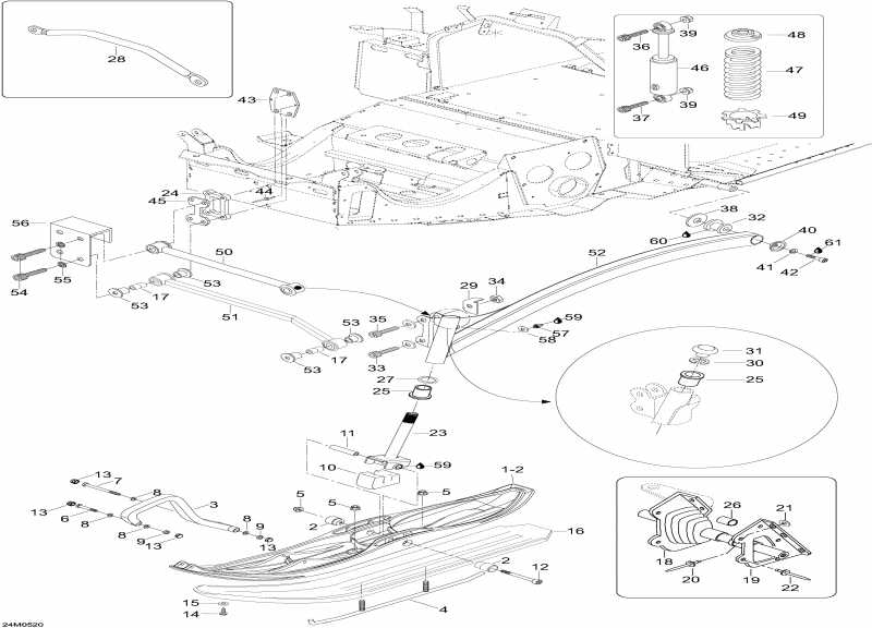 snowmobile SKIDOO Expedition 600 H.O. SDI, 2005 - Front Suspension And Ski