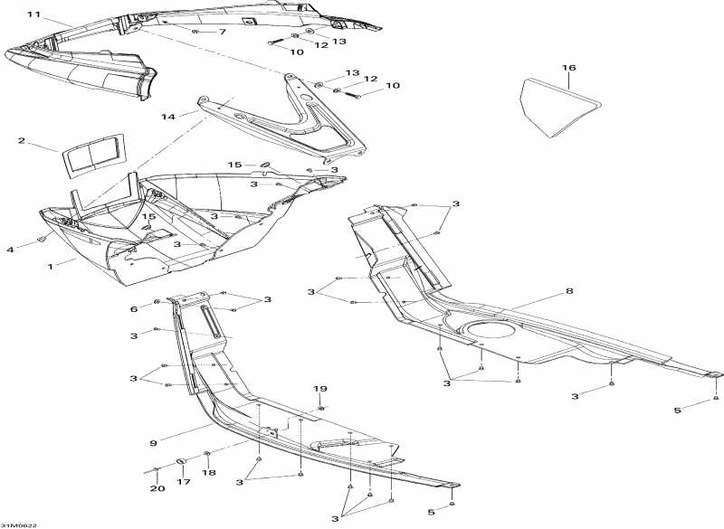 snowmobile Skidoo - Bottom Pan